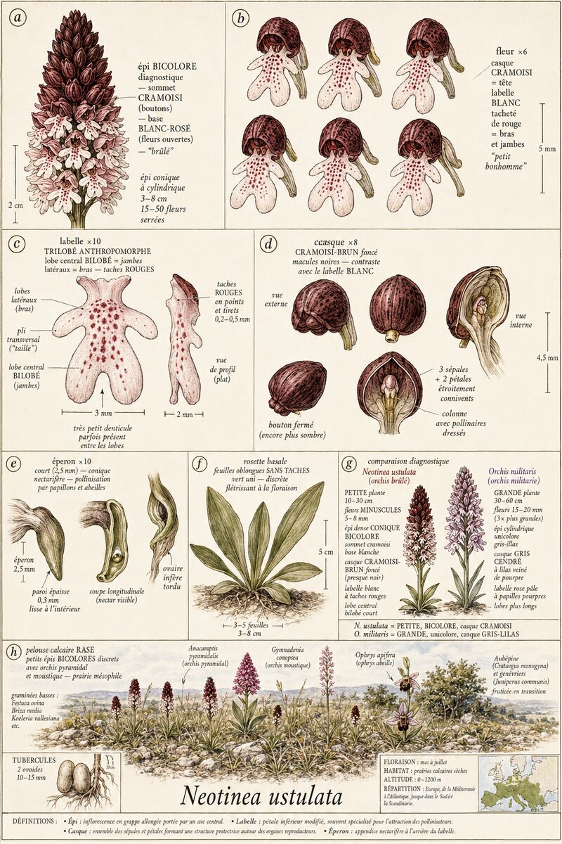 Planche botanique Orchis brûlé