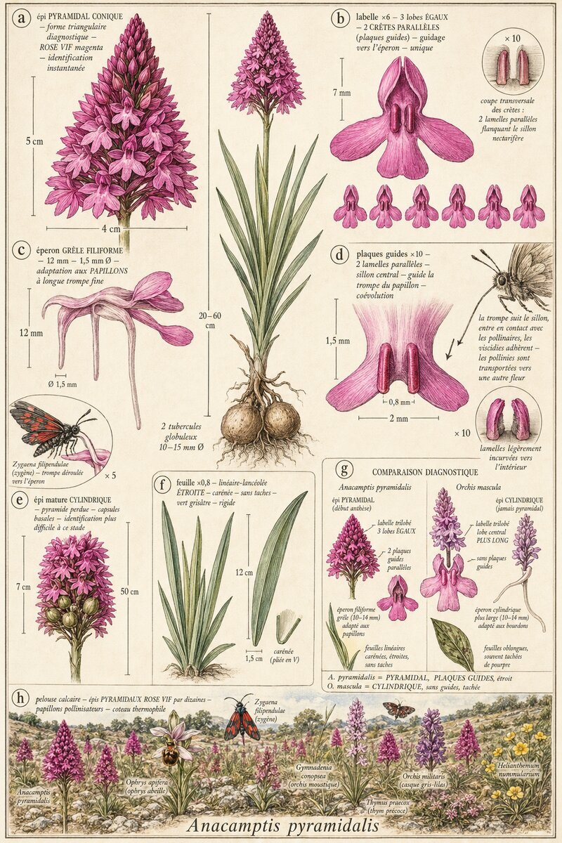 Planche botanique Orchis pyramidal