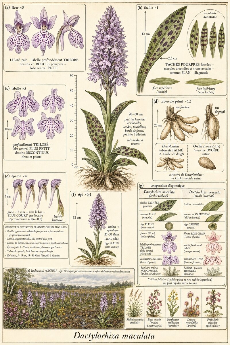 Planche botanique Orchis tacheté