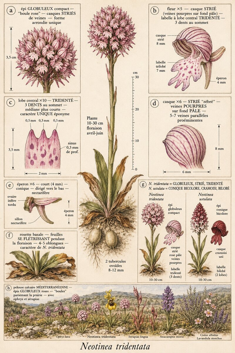 Planche botanique Orchis tridenté