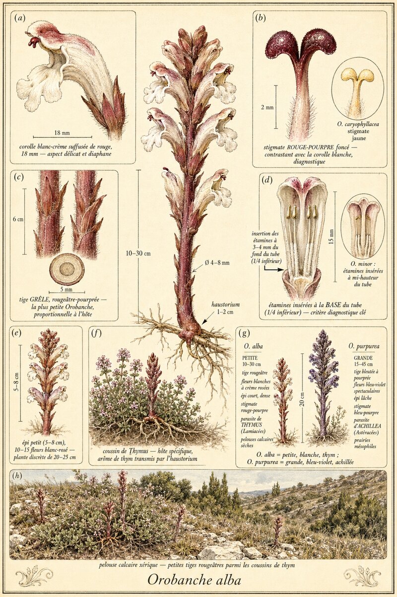Planche botanique Orobanche blanche