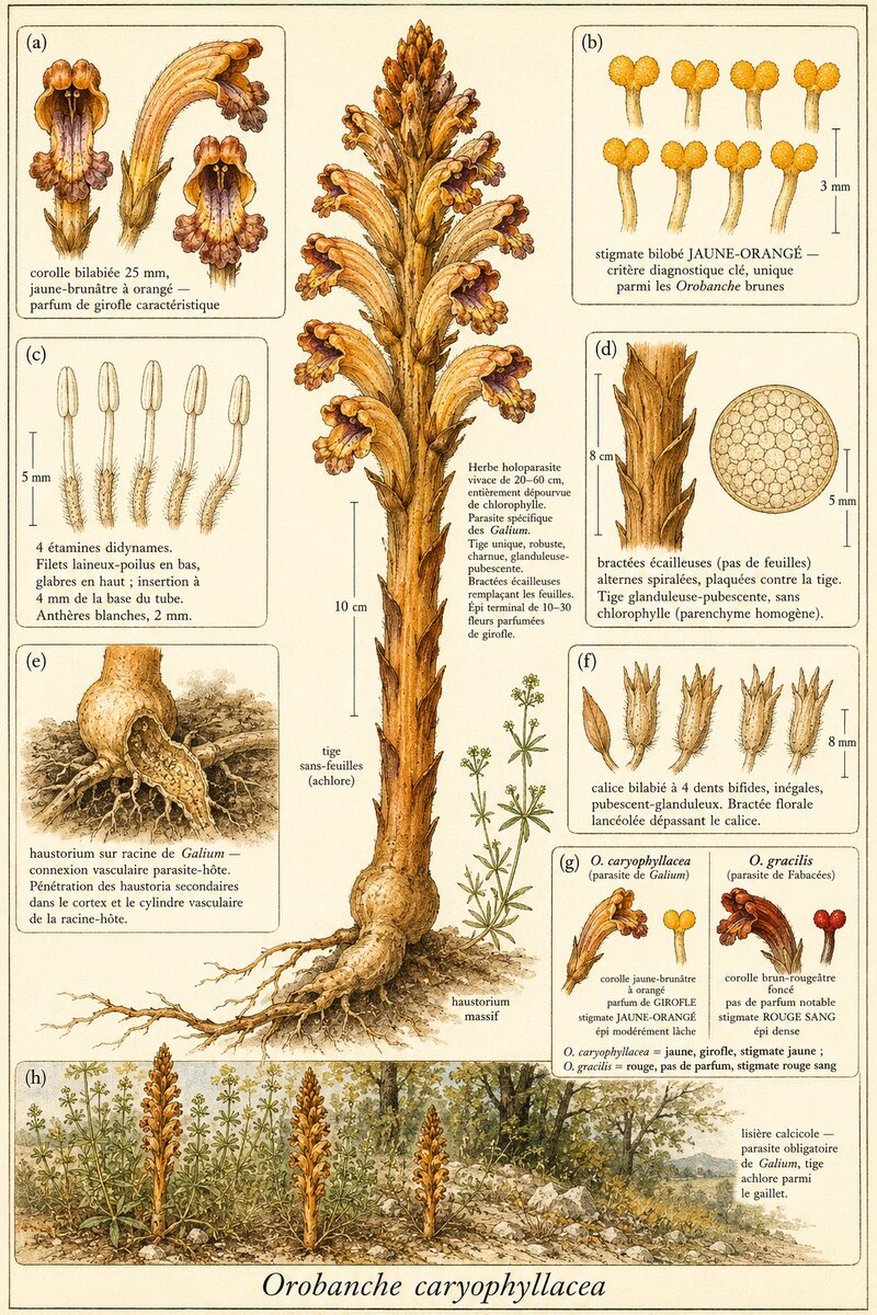 Planche botanique Orobanche du gaillet