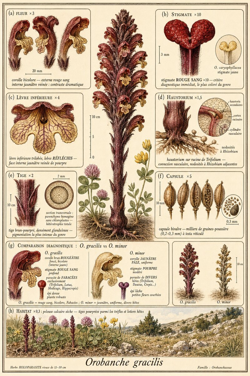 Planche botanique Orobanche grêle