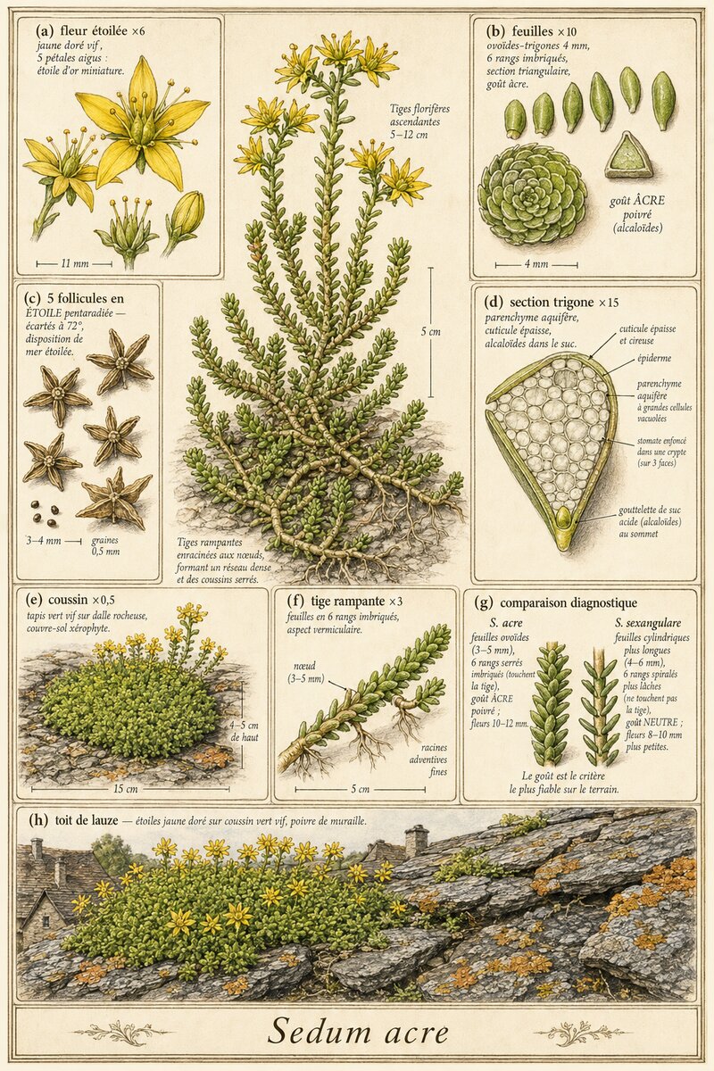 Planche botanique Orpin âcre