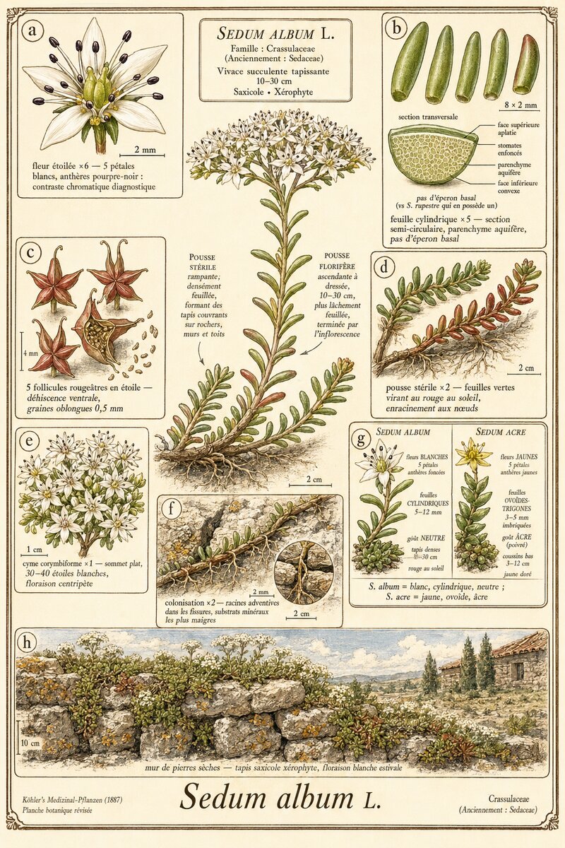 Planche botanique Orpin blanc