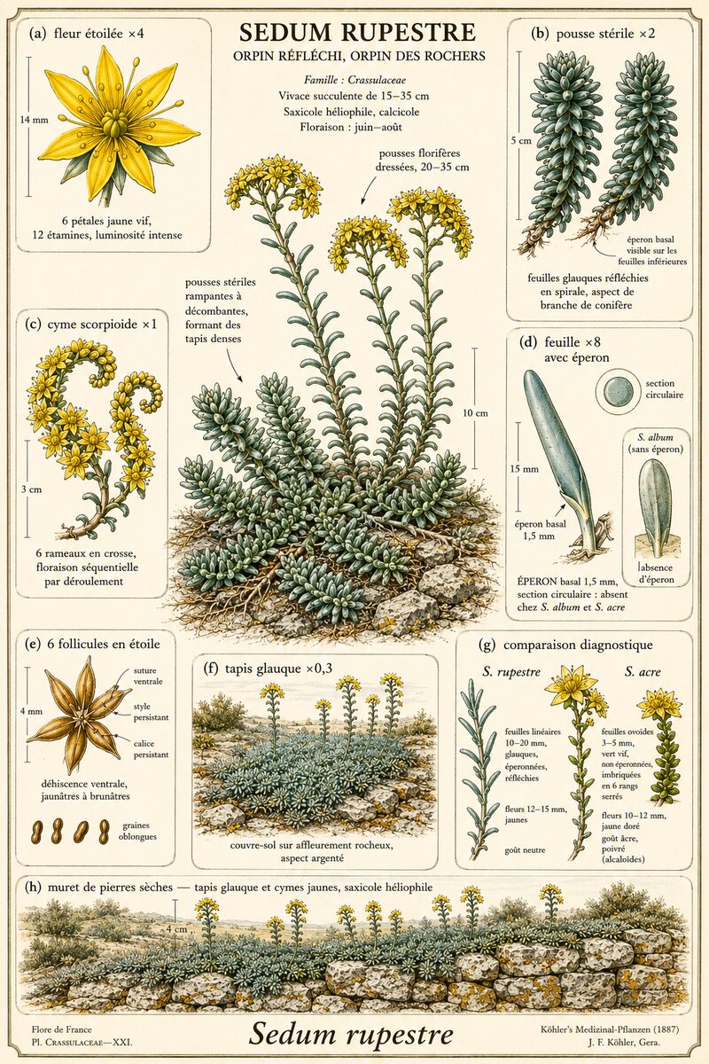Planche botanique Orpin réfléchi