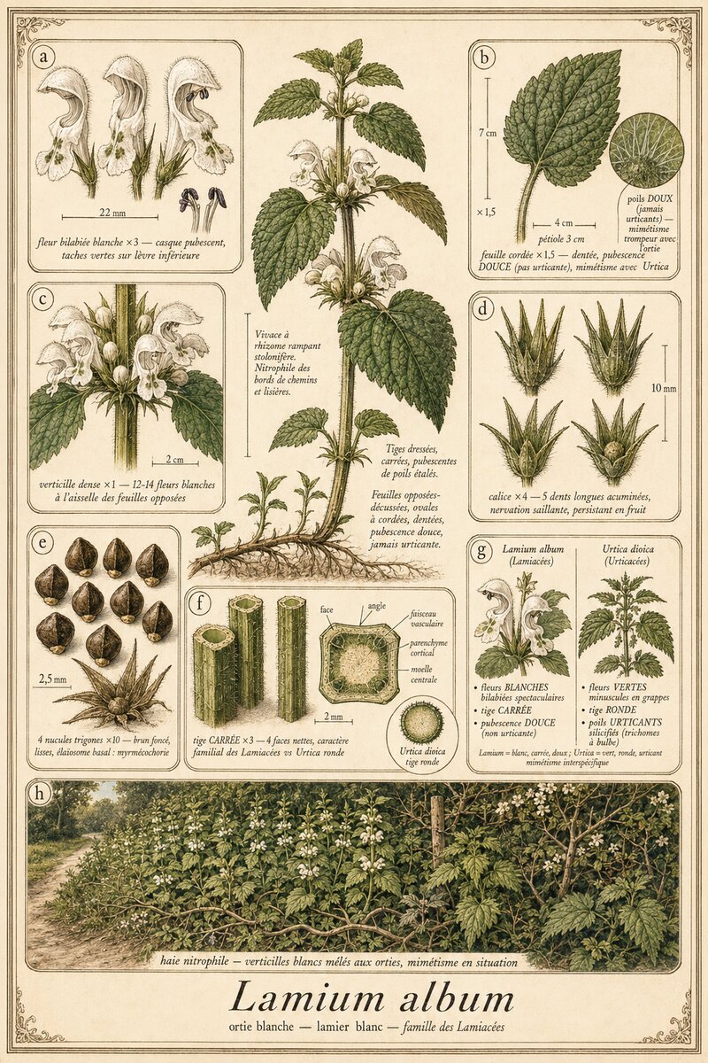 Planche botanique Ortie blanche