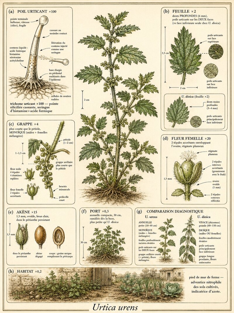 Planche botanique Ortie brûlante