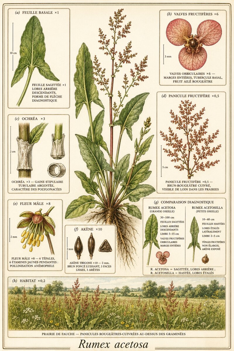 Planche botanique Oseille des prés