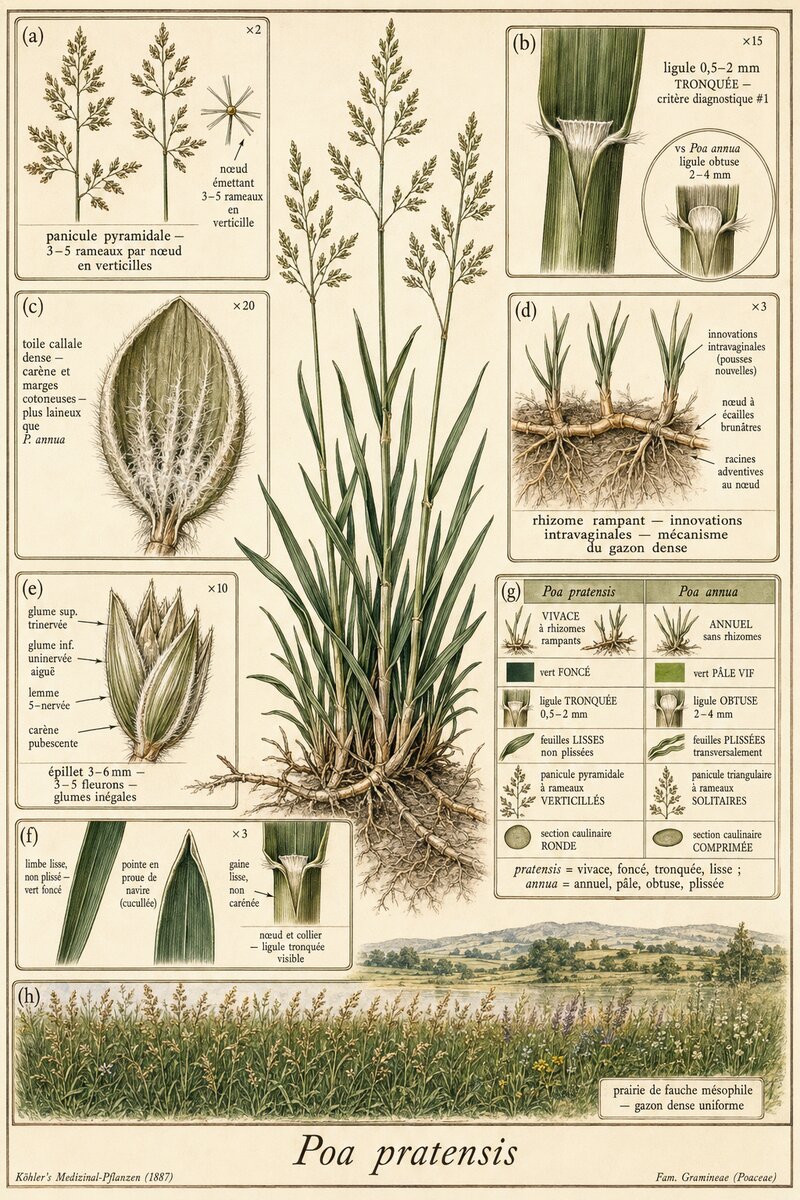 Planche botanique Pâturin des prés