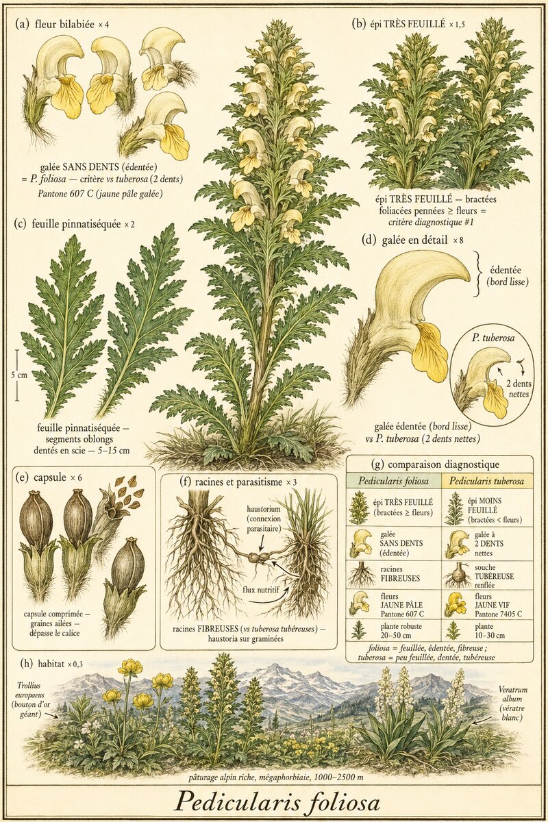Planche botanique Pédiculaire feuillée