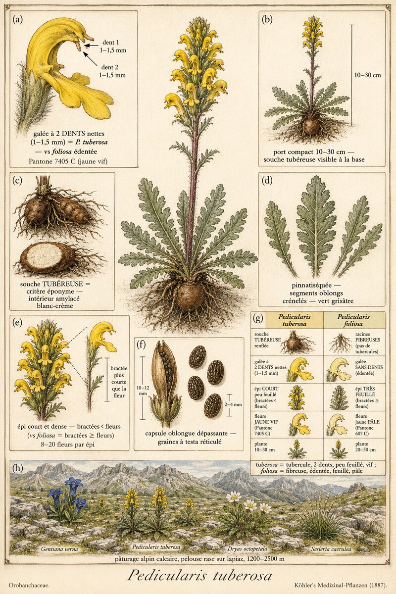 Planche botanique Pédiculaire tubéreuse