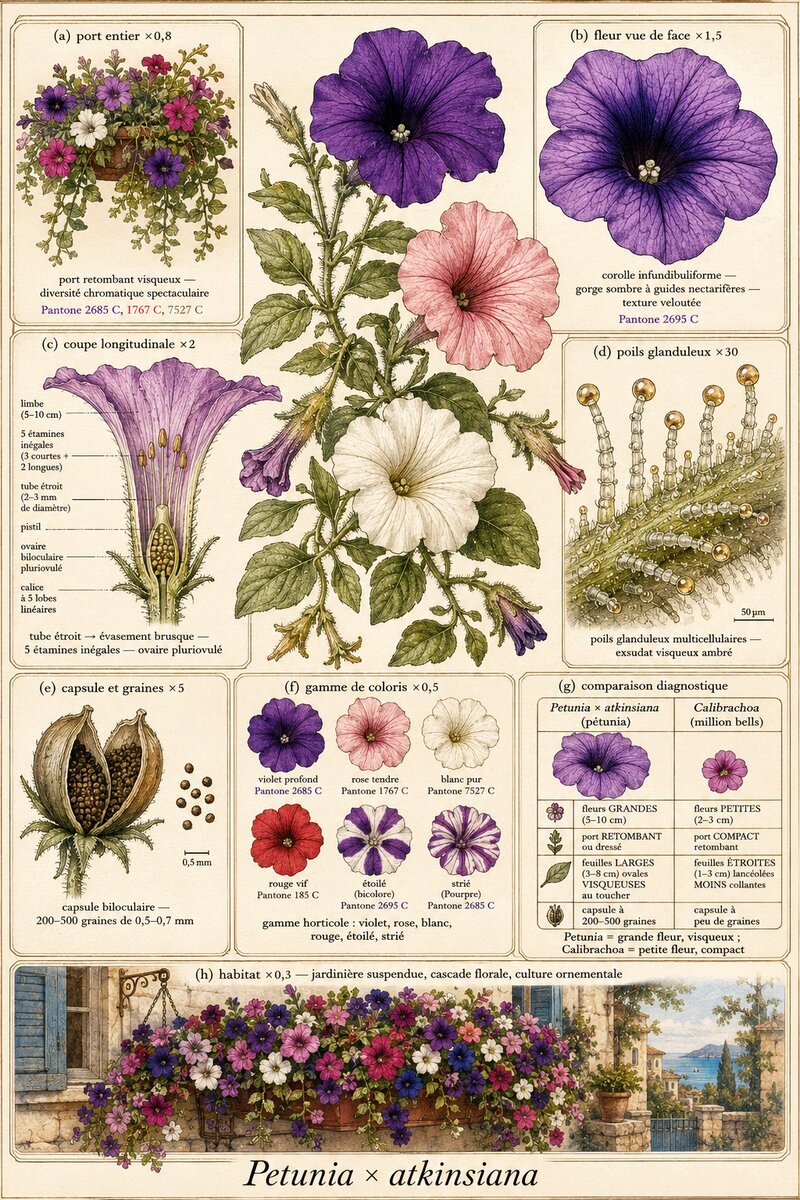 Planche botanique Pétunia
