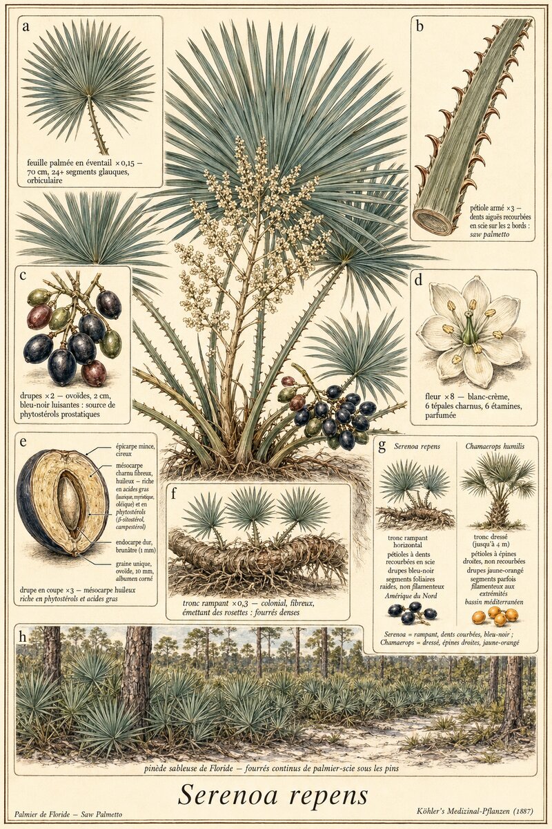 Planche botanique Palmier nain
