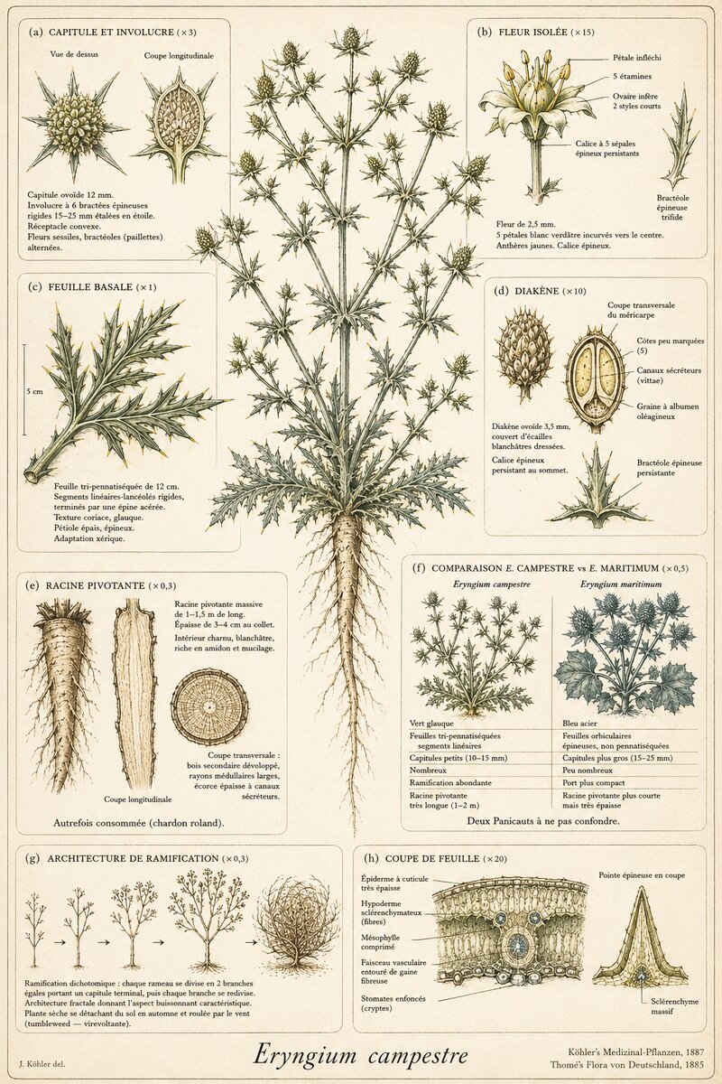 Planche botanique Panicaut champêtre