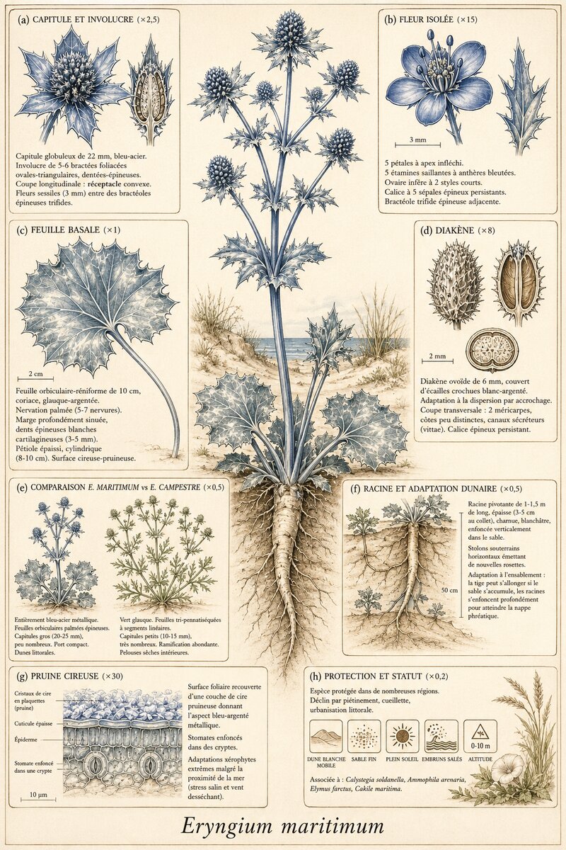Planche botanique Panicaut maritime
