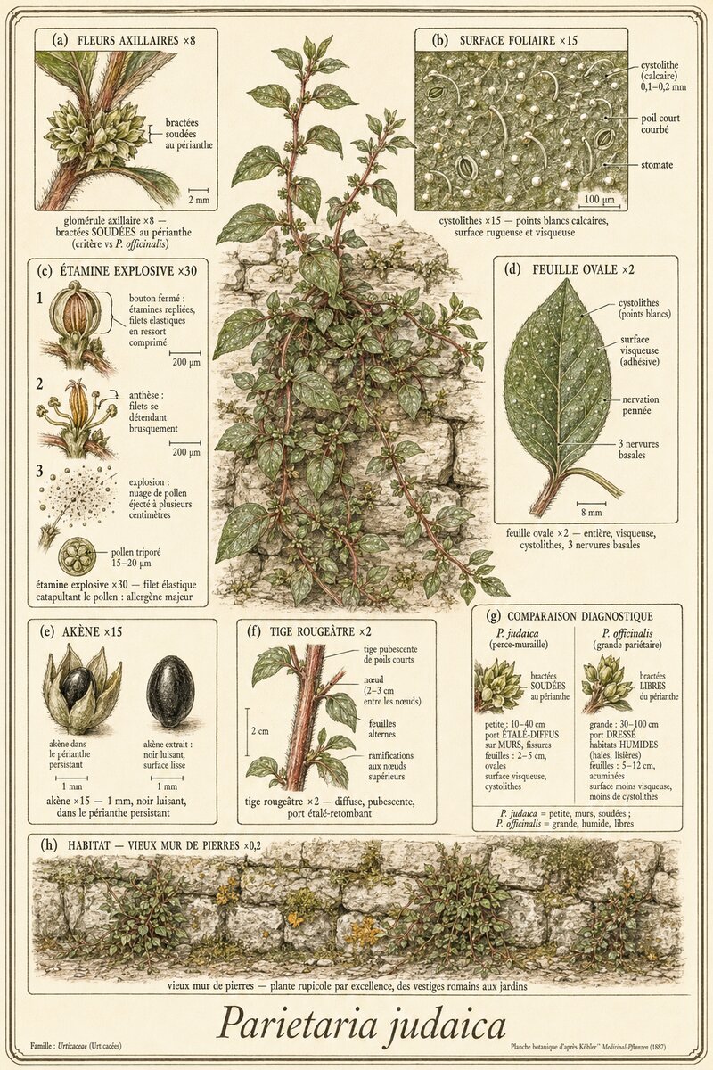 Planche botanique Pariétaire de Judée