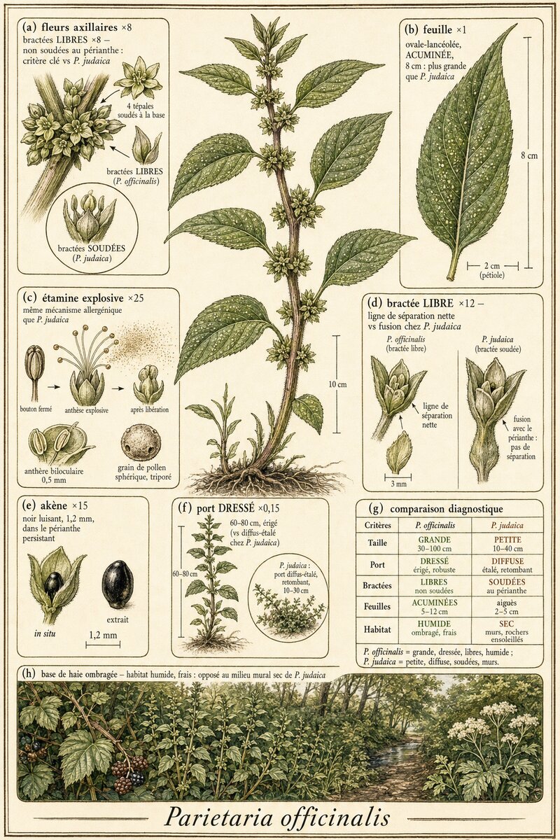 Planche botanique Pariétaire officinale