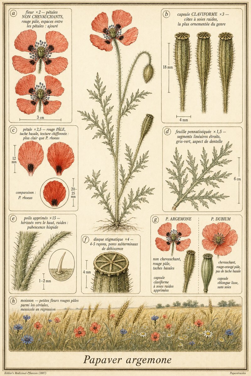 Planche botanique Pavot argémone