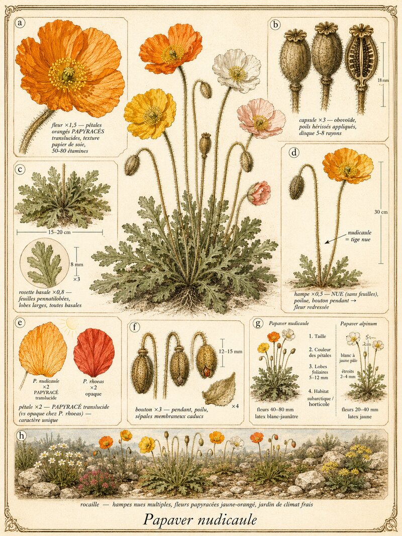 Planche botanique Pavot d'Islande
