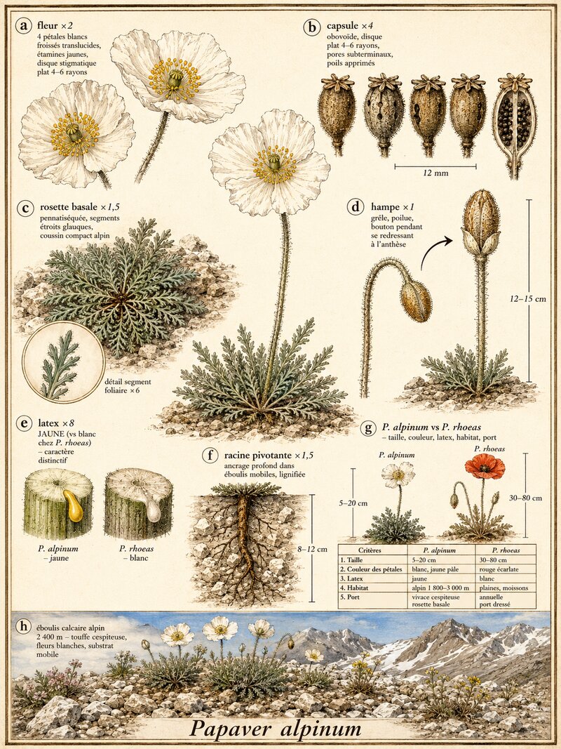 Planche botanique Pavot des Alpes