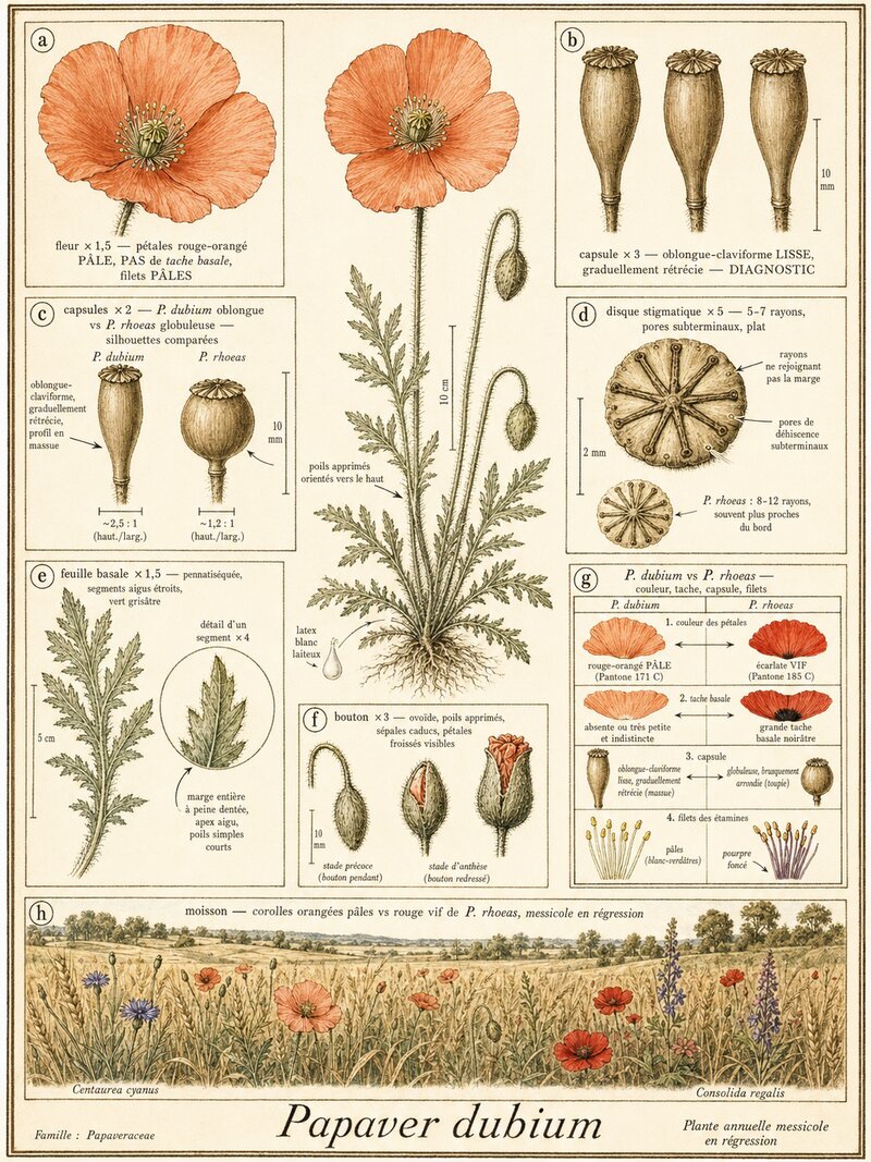 Planche botanique Pavot douteux