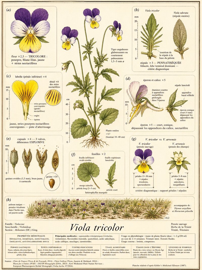 Planche botanique Pensée sauvage