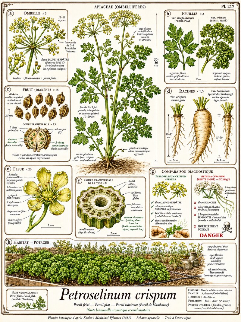 Planche botanique Persil