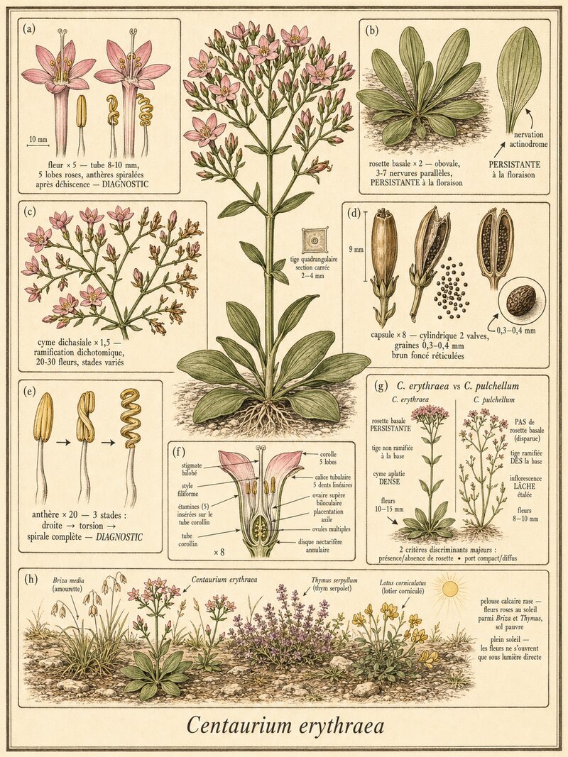 Planche botanique Petite centaurée