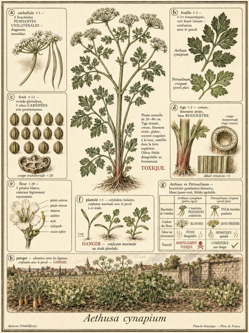 Planche botanique Petite ciguë