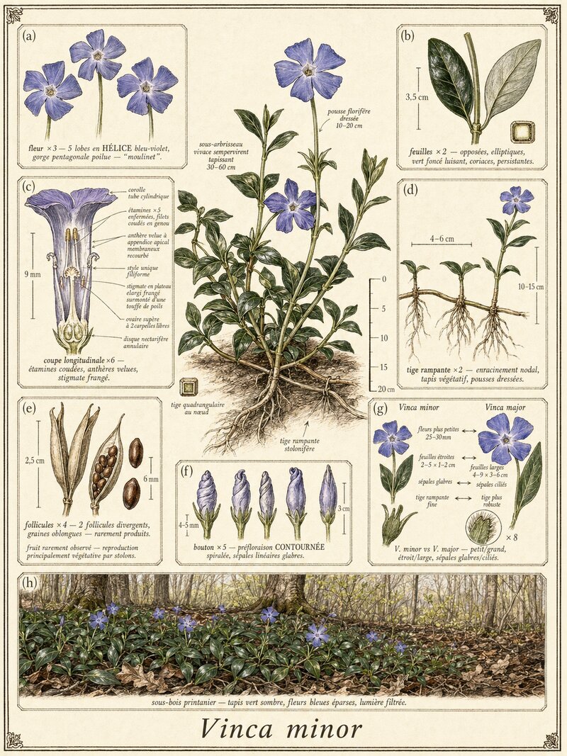 Planche botanique Petite pervenche