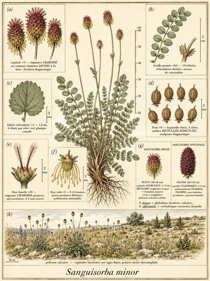 Planche botanique Petite pimprenelle