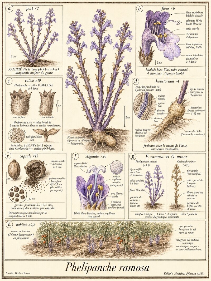 Planche botanique Phelipanche rameuse