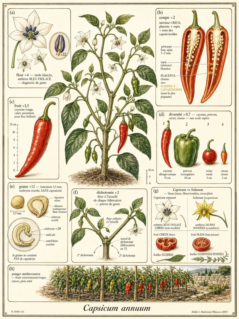 Planche botanique Piment
