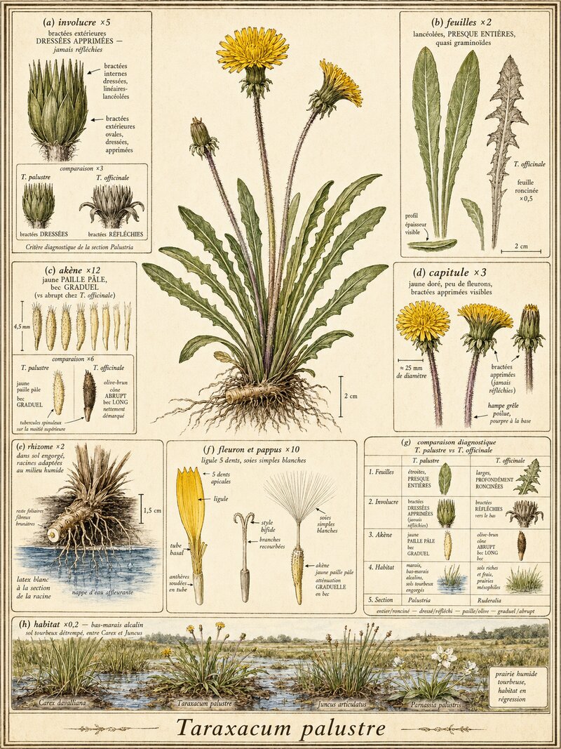 Planche botanique Pissenlit des marais