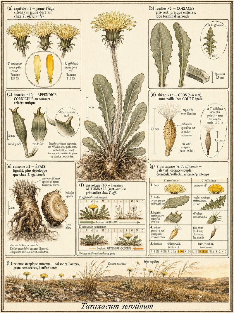 Planche botanique Pissenlit tardif