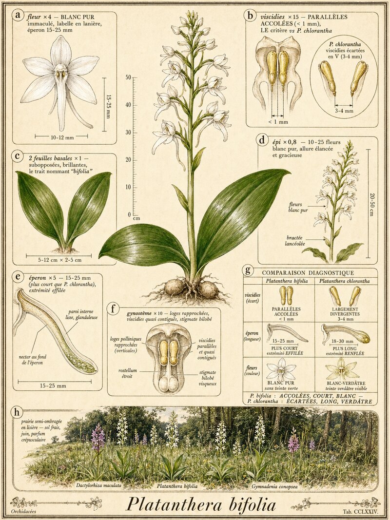 Planche botanique Platanthère à deux feuilles