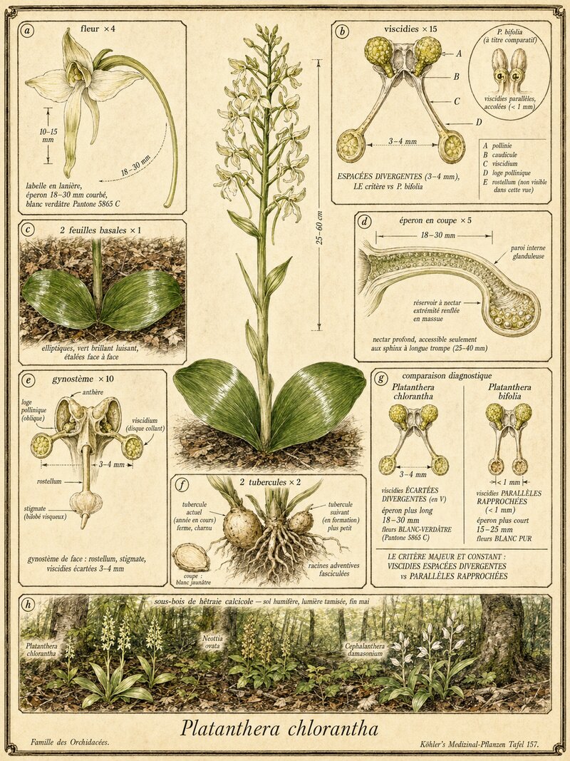 Planche botanique Platanthère verdâtre