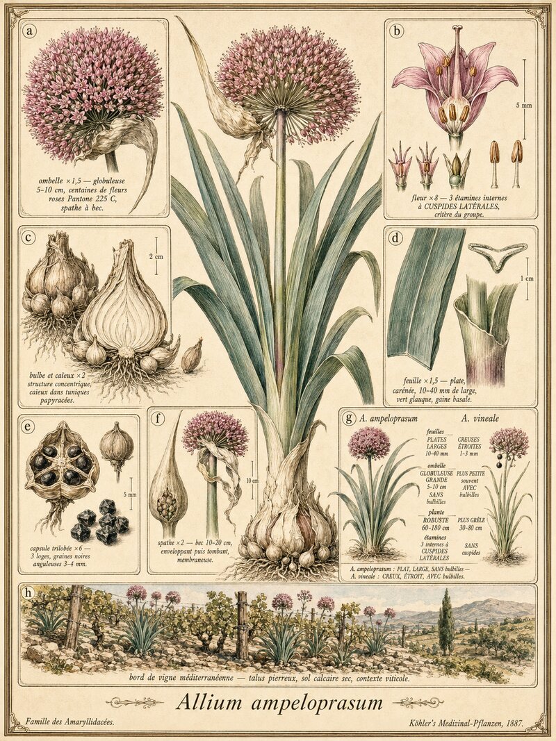 Planche botanique Poireau de vigne
