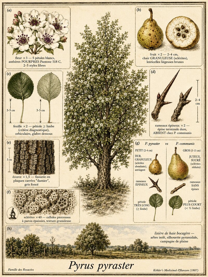 Planche botanique Poirier sauvage