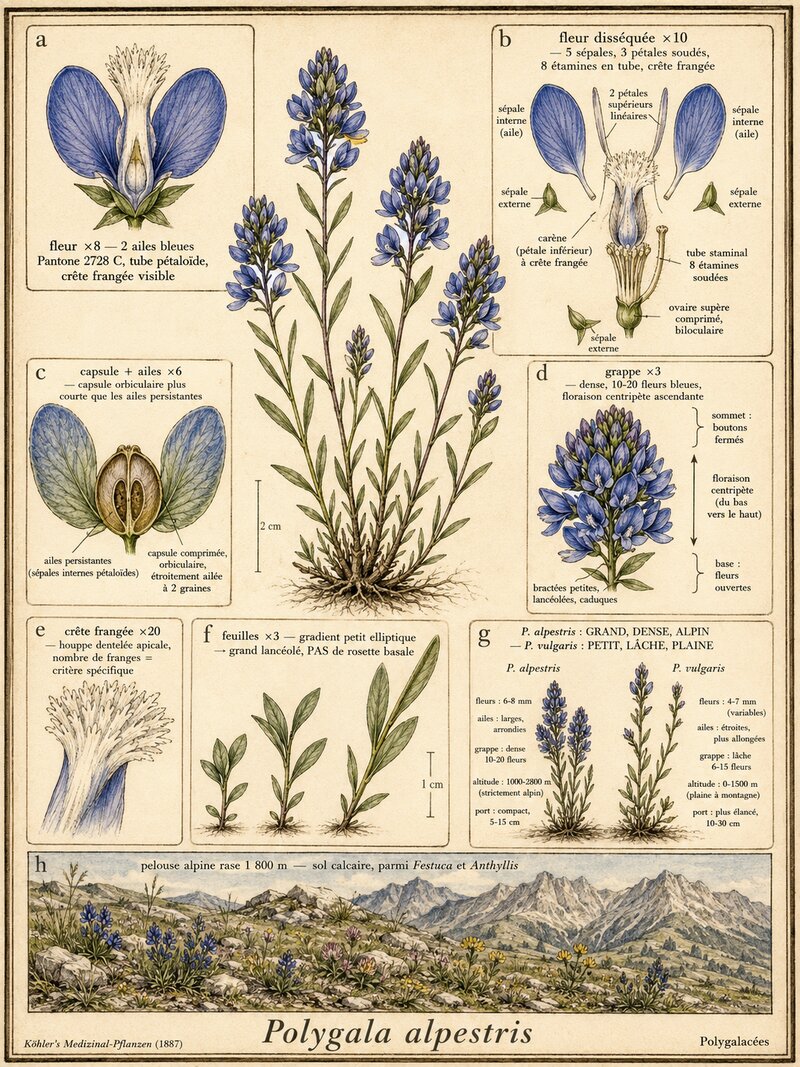 Planche botanique Polygale alpestre