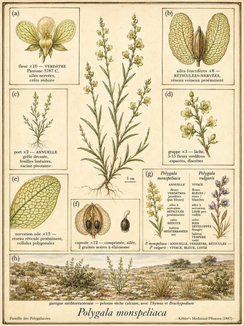 Planche botanique Polygale de Montpellier