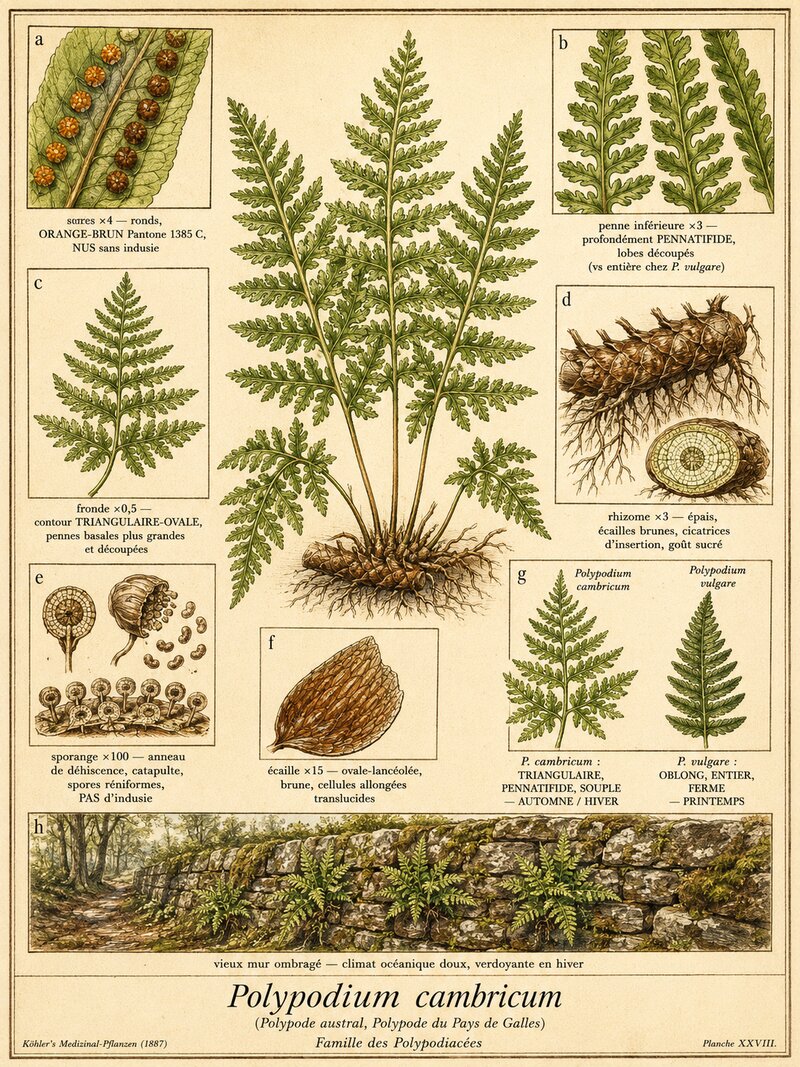 Planche botanique Polypode austral