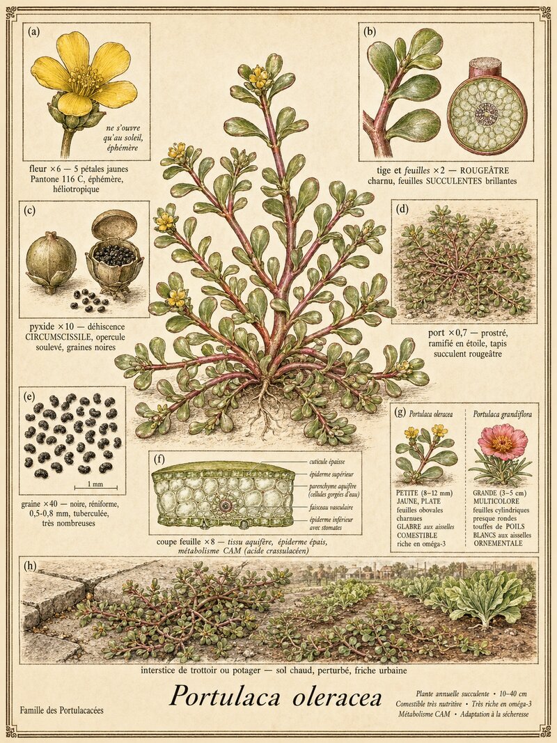 Planche botanique Pourpier