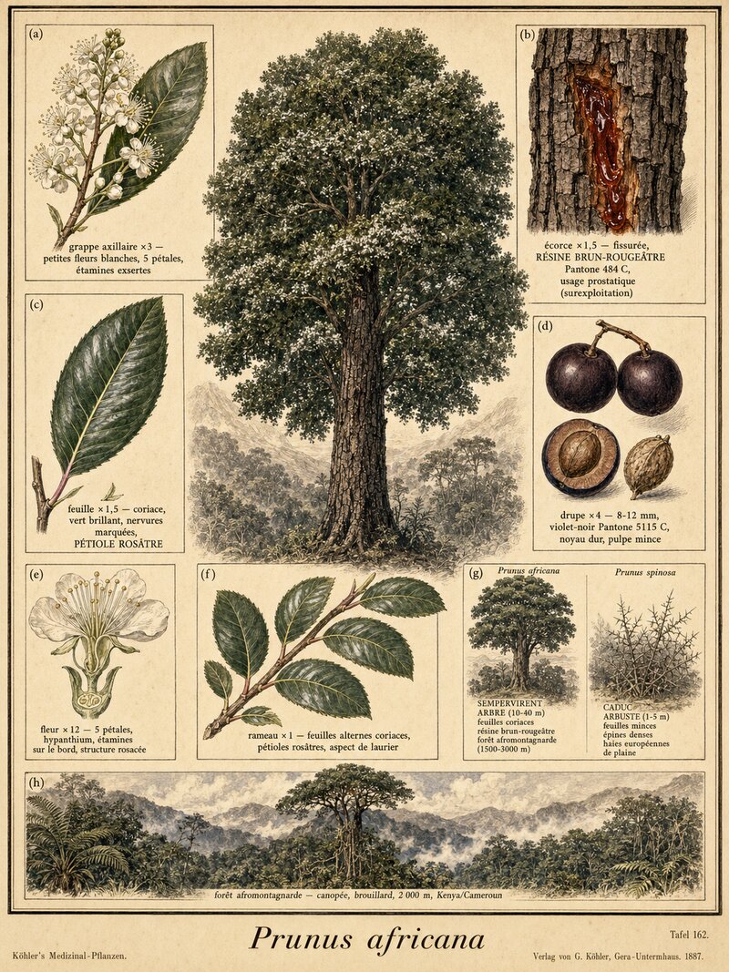 Planche botanique Prunier d'Afrique