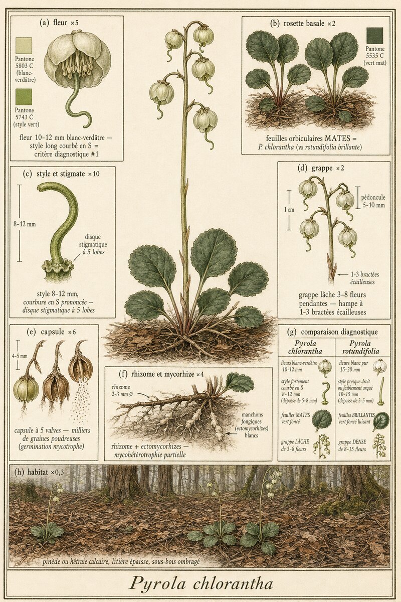 Planche botanique Pyrole verdâtre