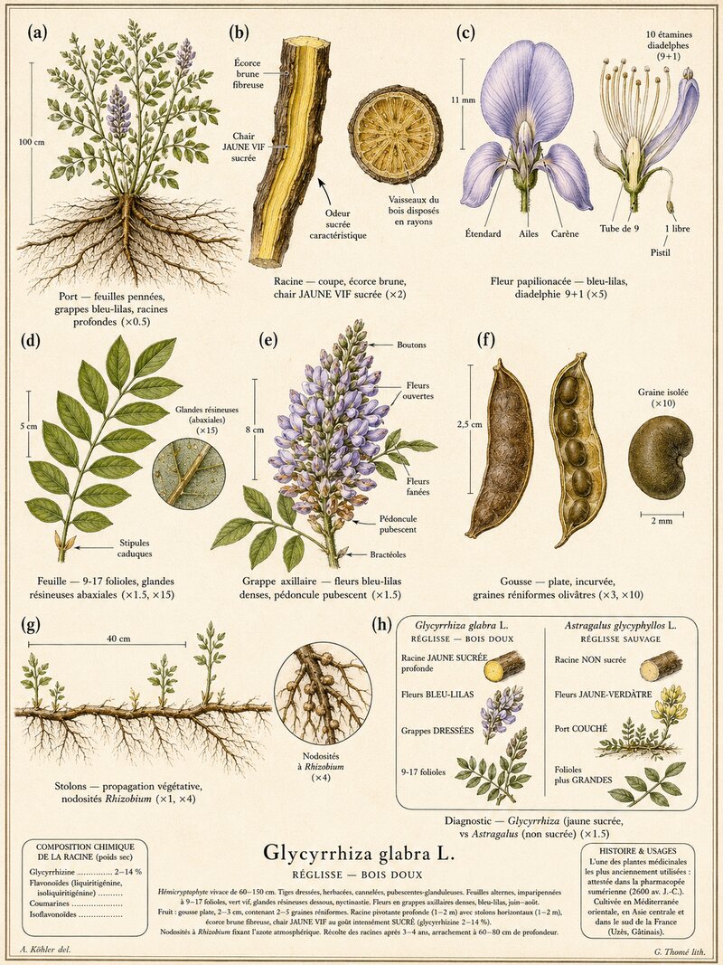 Planche botanique Réglisse