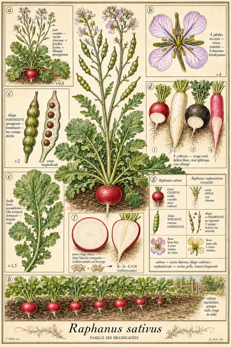 Planche botanique Radis cultivé