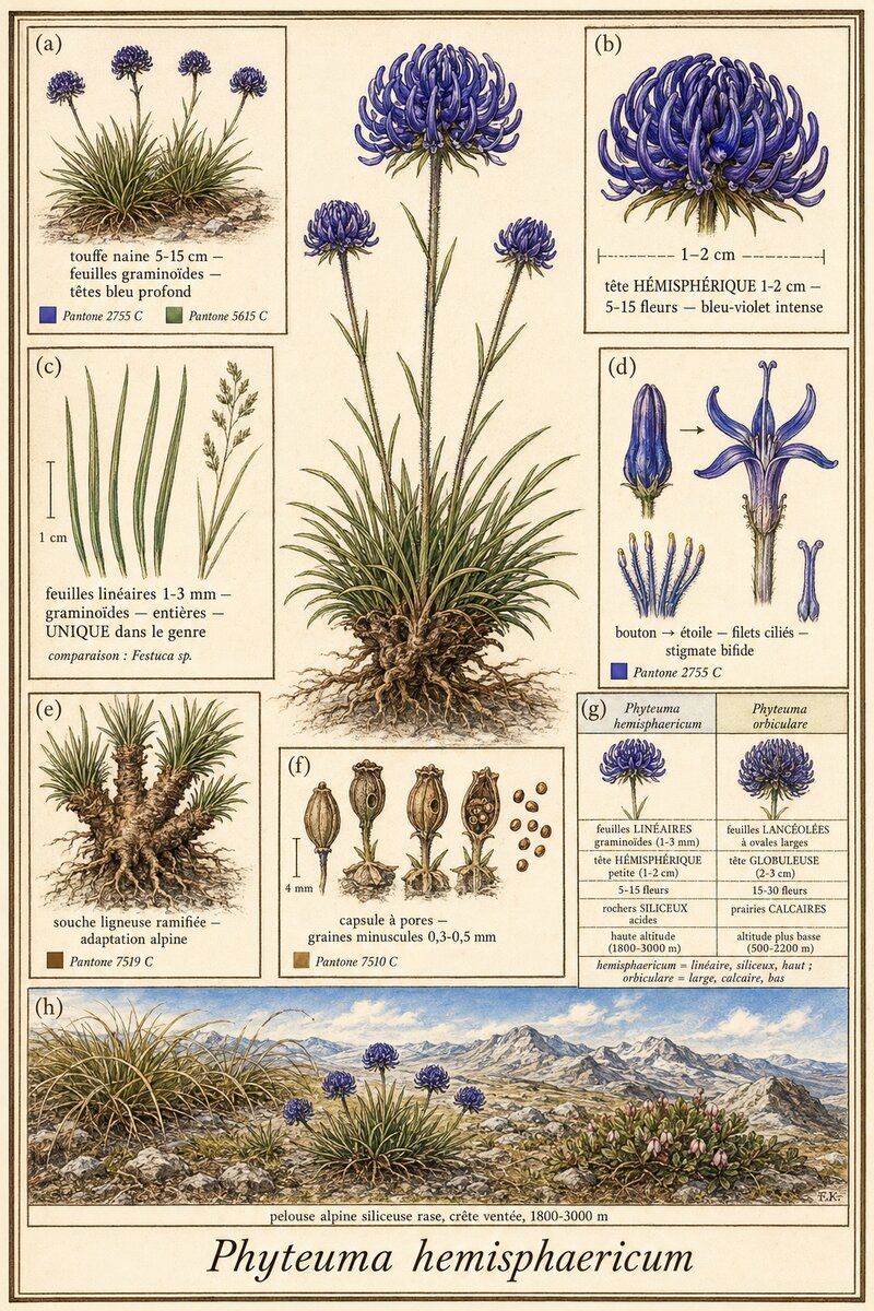 Planche botanique Raiponce hémisphérique