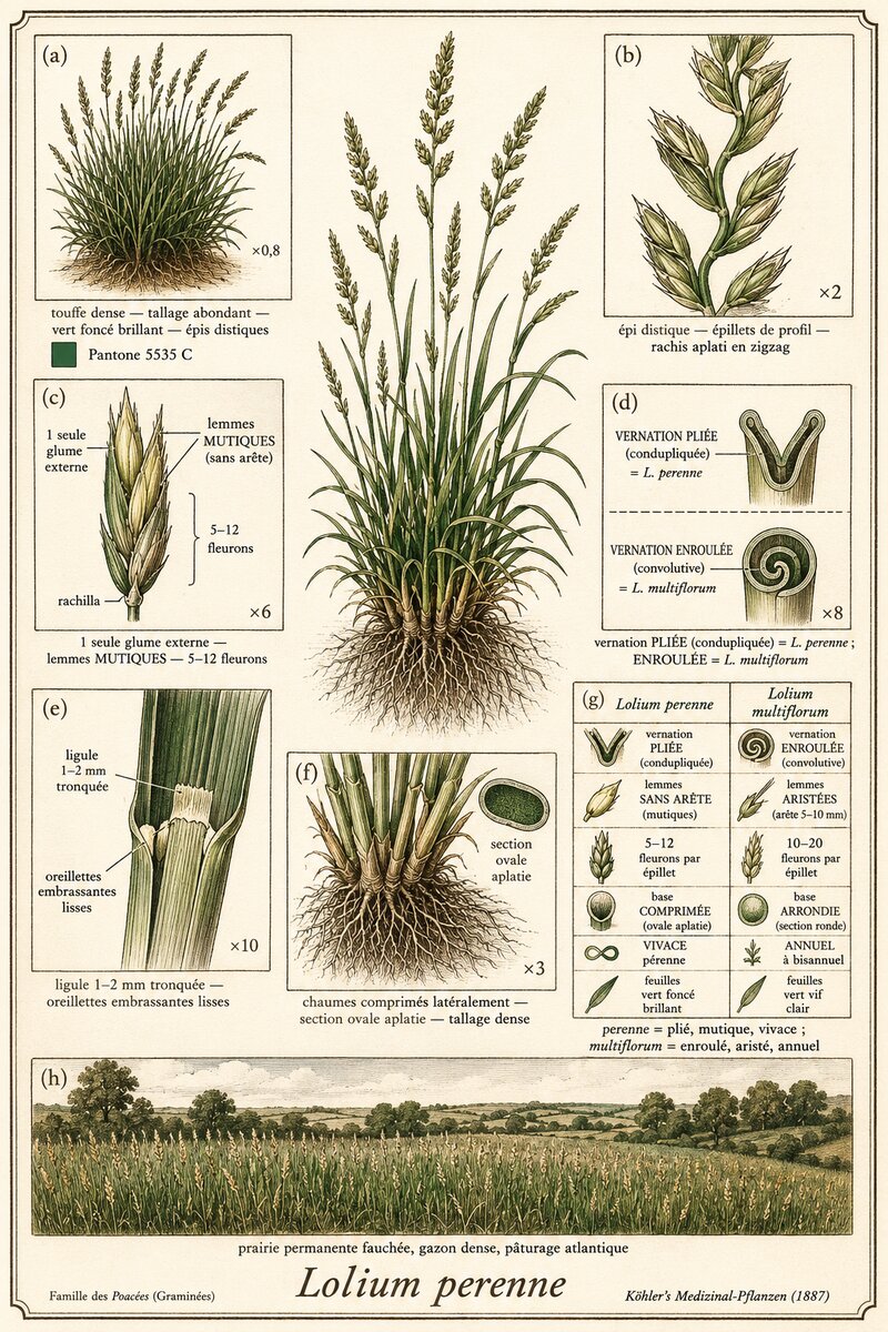 Planche botanique Ray-grass anglais